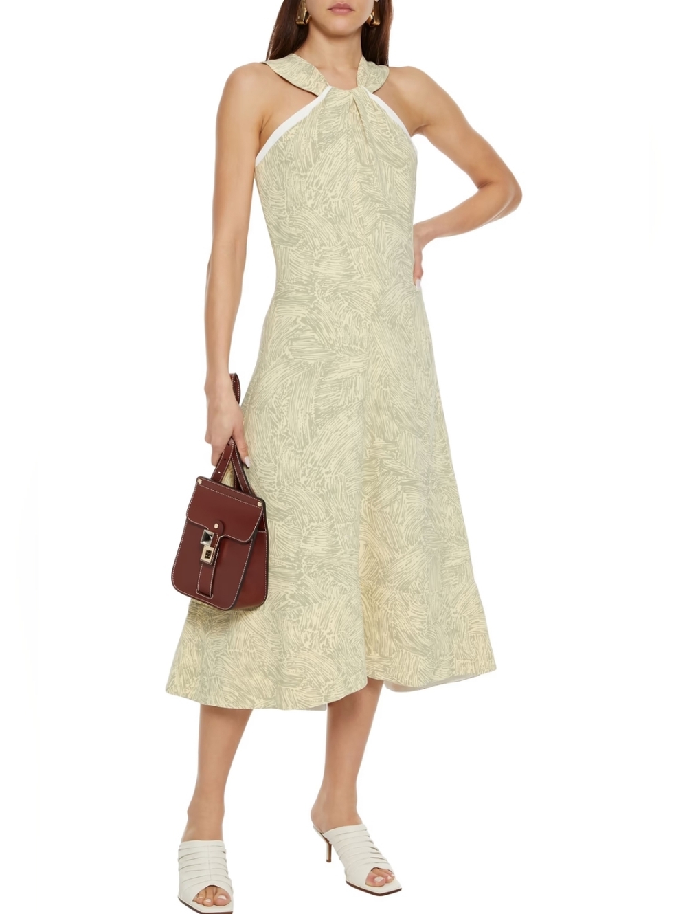 Proenza Schouler Cady Printed Knotted Back Dress Size 6 NWT Style R2023034